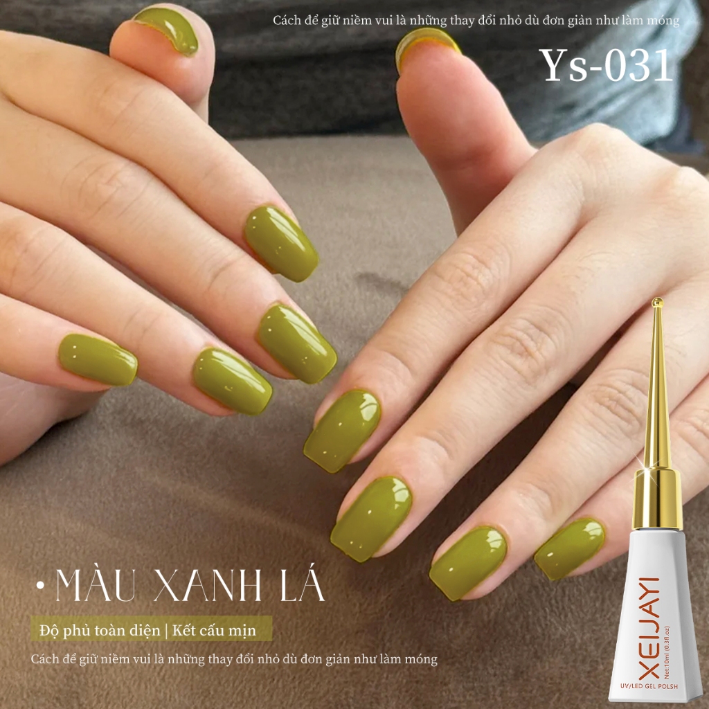 XEIJAYI 10ml - Sơn móng tay dạng gel màu xanh lá cây thời trang, màu sắc bền lâu, hoàn hảo cho mùa xuân.