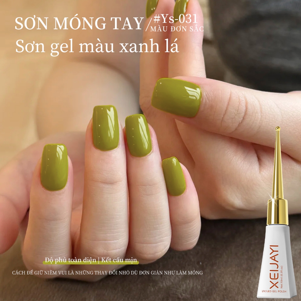 XEIJAYI 10ml - Sơn móng tay dạng gel màu xanh lá cây thời trang, màu sắc bền lâu, hoàn hảo cho mùa xuân.