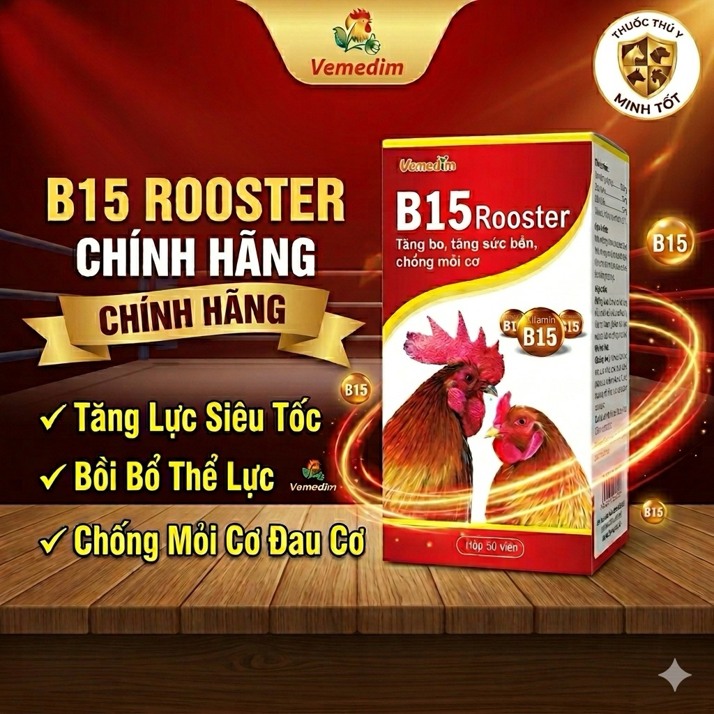 B15 rooster tăng bo, sức bền gà đá (hợp 50 viên)
