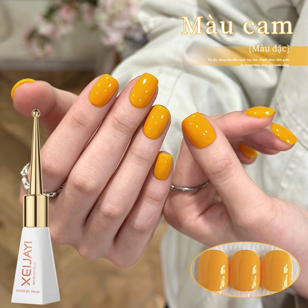 XEIJAYI 10ml- Sơn gel móng tay màu vàng cam, độ lên màu cao, thích hợp sử dụng tại salon và tại nhà.