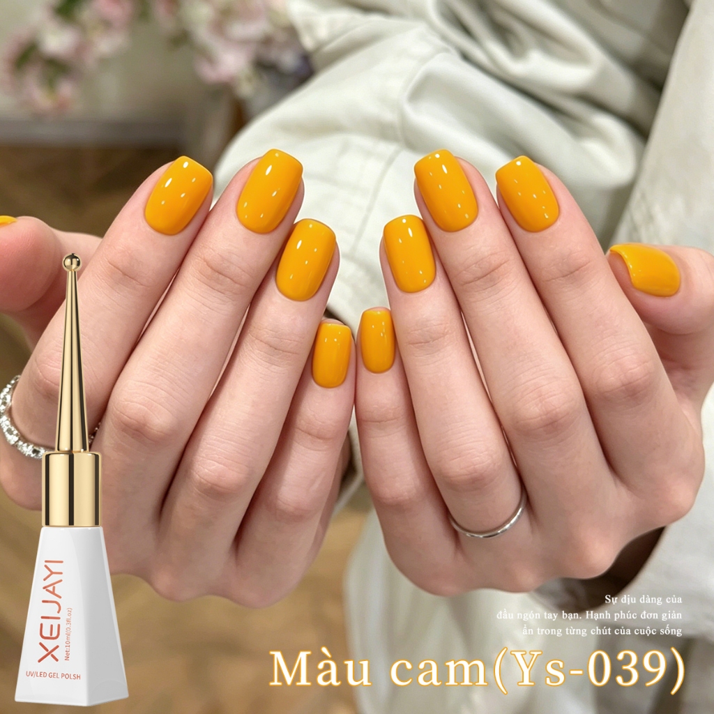 XEIJAYI 10ml- Sơn gel móng tay màu vàng cam, độ lên màu cao, thích hợp sử dụng tại salon và tại nhà.