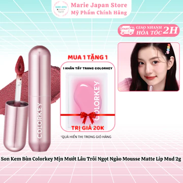 [MUA 1 TẶNG 1] Son Kem Bùn Colorkey Mịn Mướt Lâu Trôi Mousse Matte Lip Mud 2g - Marie Japan - TẶNG 1 KHĂN TT COLORKEY
