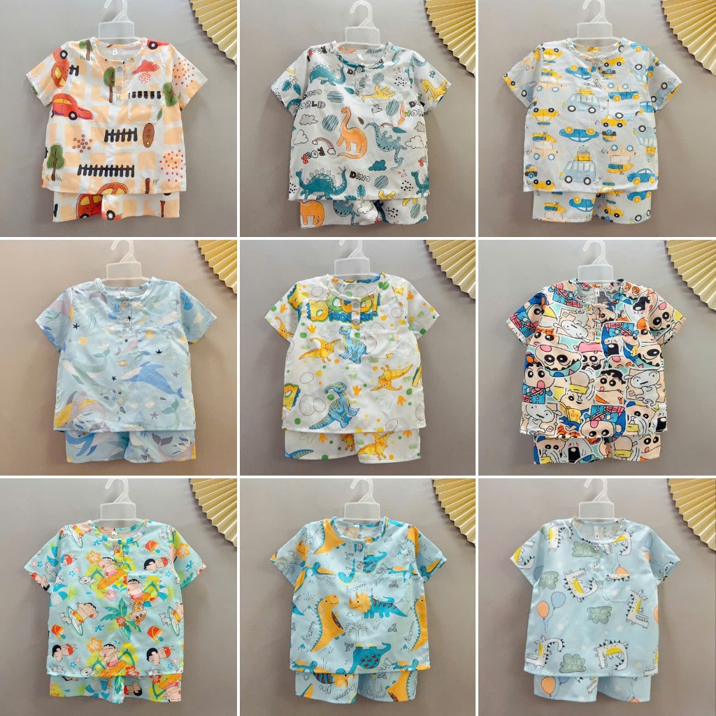 [Bé 9-33kg] (ĐƯỢC CHỌN MẪU) Bộ TOLE, LANH TAY NGẮN QUẦN ĐÙI BÉ TRAI TIÊN HOA KIDS- chất vải tole, lanh 2 da mềm, mịn mát