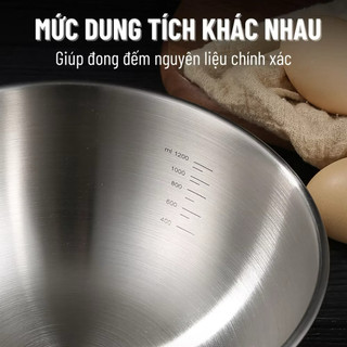 Set 3 thau inox cao cấp tô trộn bột, trộn salad, đựng cơm canh tiện lợi
