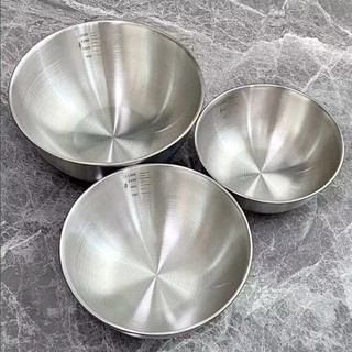 Set 3 thau inox cao cấp tô trộn bột, trộn salad, đựng cơm canh tiện lợi