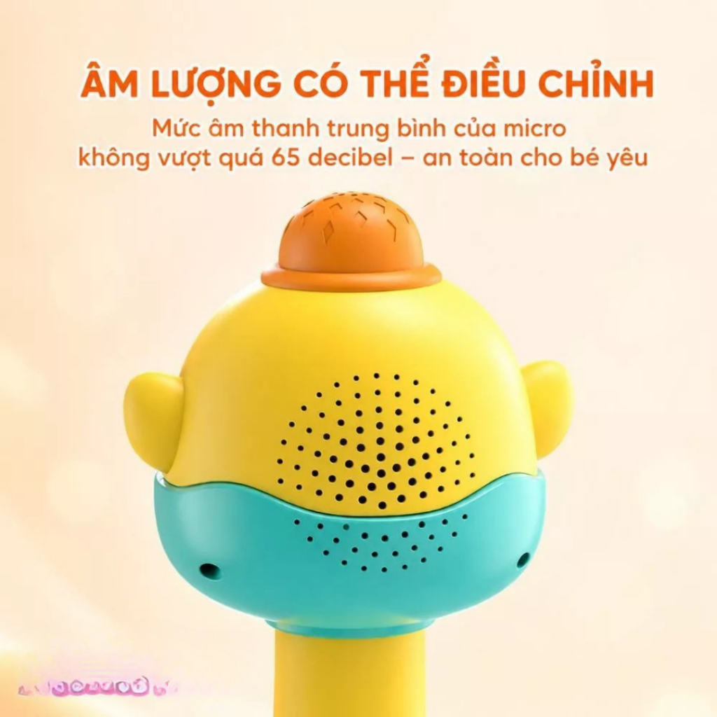 Micro Hình Gà Con Cho Bé – Micro Hát Karaoke Không Dây Có Đèn LED, Âm Thanh Vui Nhộn Cho Bé