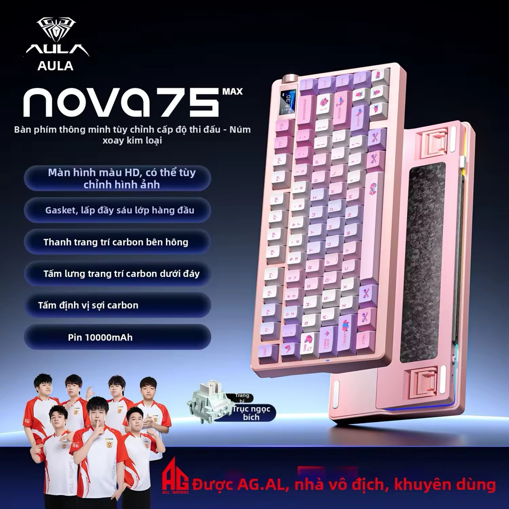 Bàn phím Aula Nova 75 Pro / Max - Màn Hình Thông Minh 1.14", Núm tuỳ chỉnh, Lót 6 Lớp, Hotswap | BigBuy360 - bigbuy360.vn