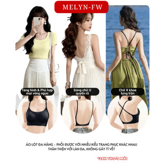 Áo lót không gọng hở lưng chữ U đệm 1cm có tháo rời in chữ thời trang , áo bra tàng hình không lộ viền su mịn BRA9133
