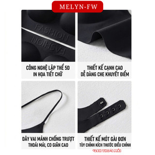 Áo lót không gọng hở lưng chữ U đệm 1cm có tháo rời in chữ thời trang , áo bra tàng hình không lộ viền su mịn BRA9133
