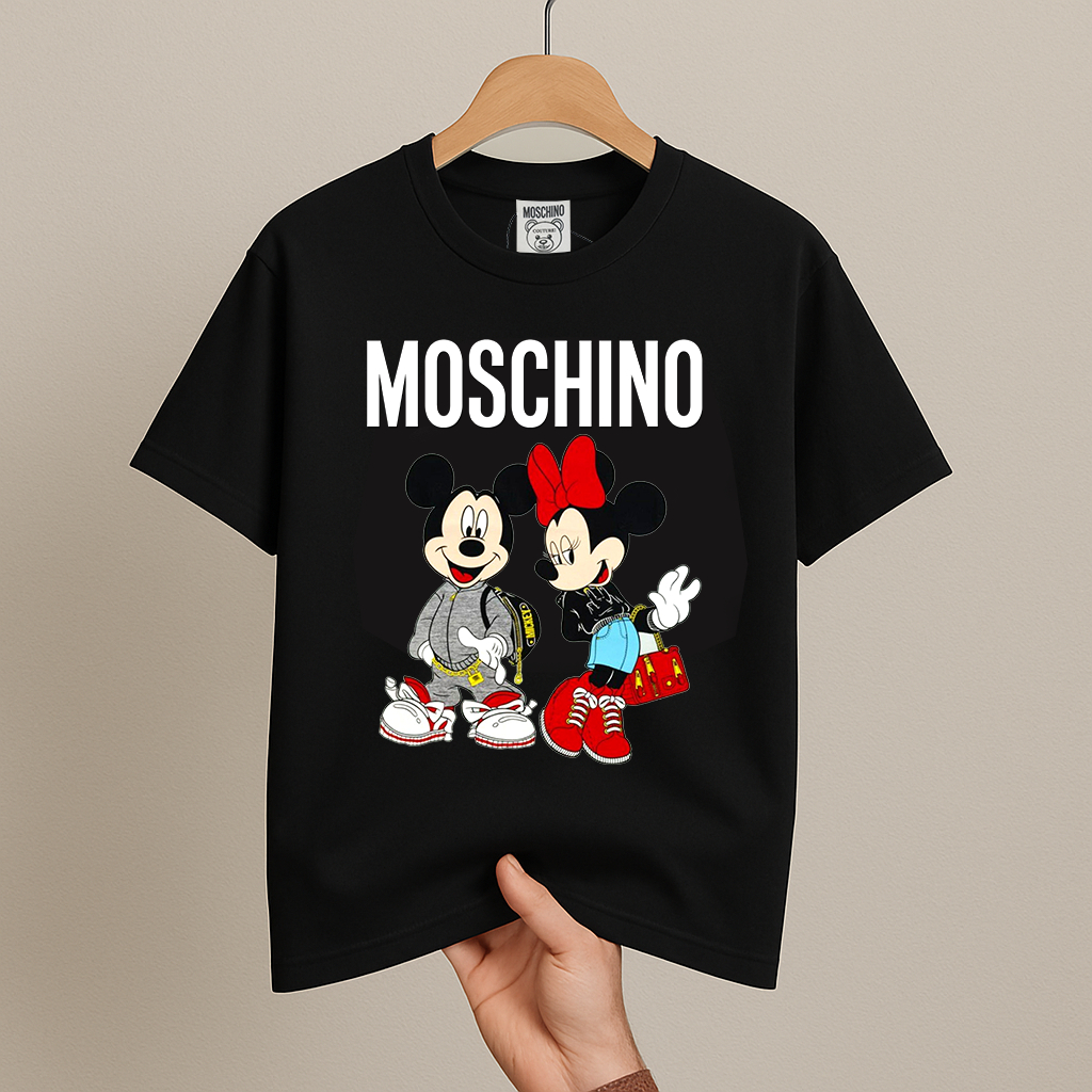 Áo Thun Tay Lỡ Unisex In Hình Mickey & Minnie