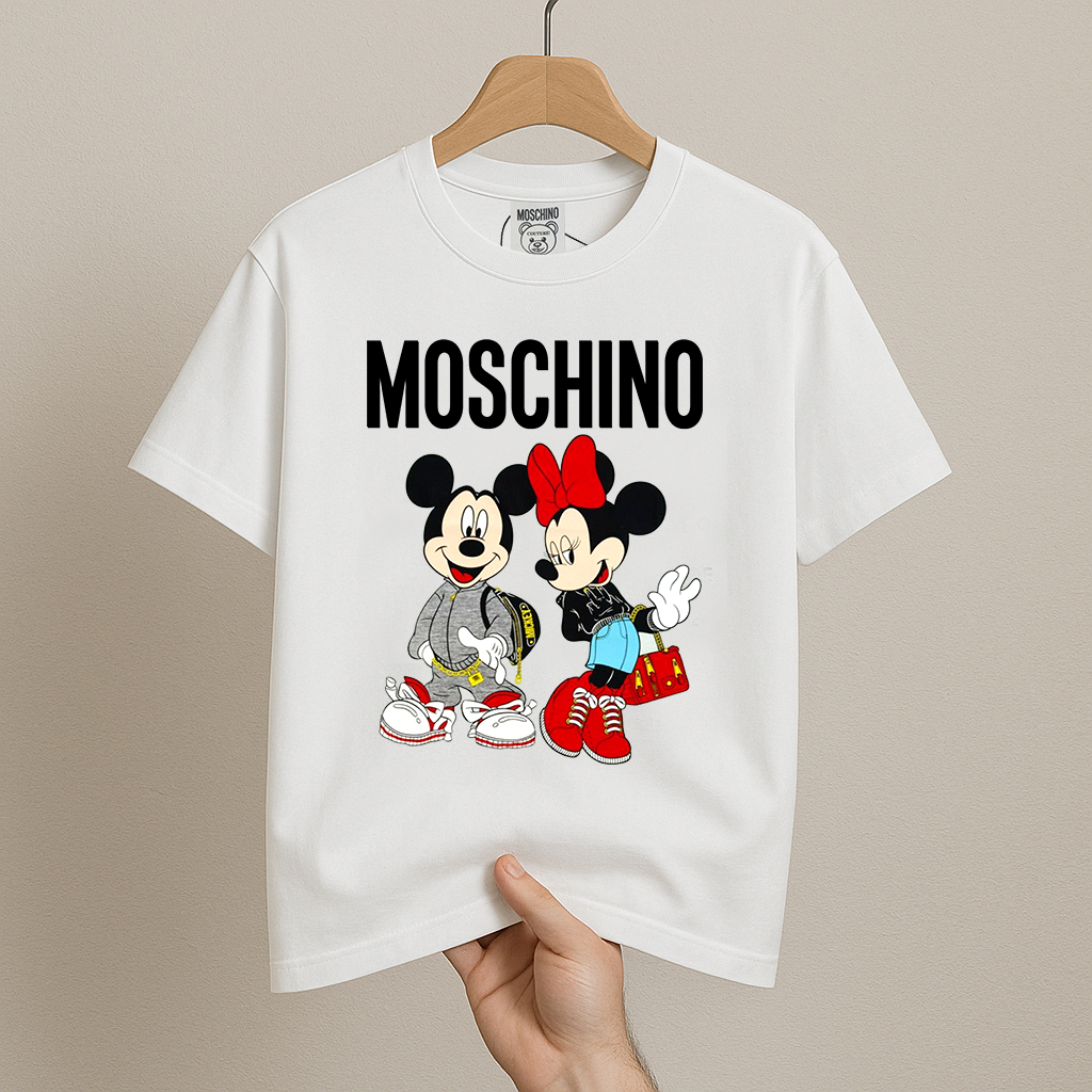 Áo Thun Tay Lỡ Unisex In Hình Mickey & Minnie