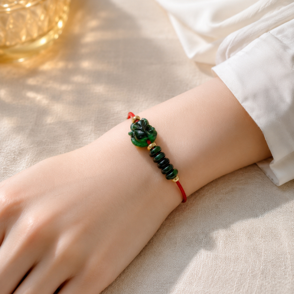 Vòng tay đá Hồ Ly Ngũ Điếu Lu Thống CT Sơn Thủy hai charm , lắc tay Lộc Tụ Các cân bằng năng lượng, bình an, may mắn.