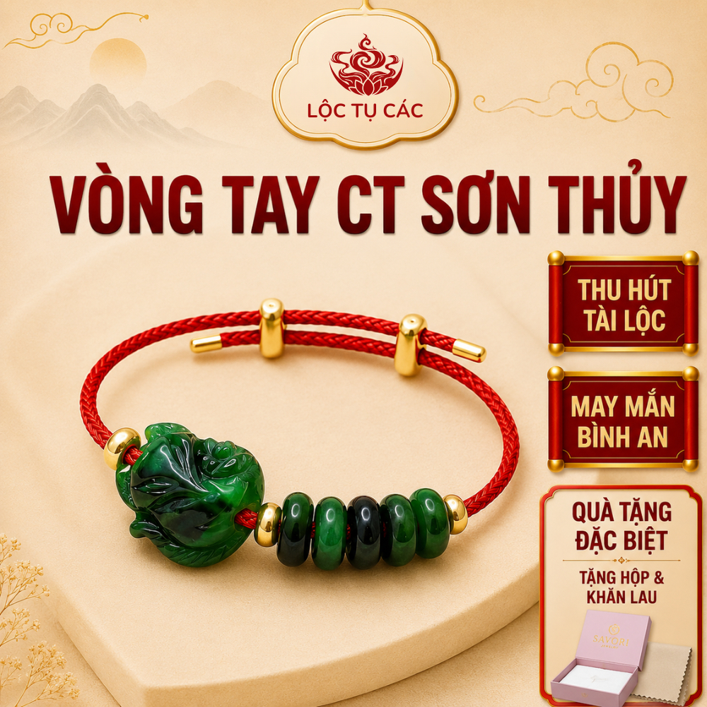 Vòng tay đá Hồ Ly Ngũ Điếu Lu Thống CT Sơn Thủy hai charm , lắc tay Lộc Tụ Các cân bằng năng lượng, bình an, may mắn.