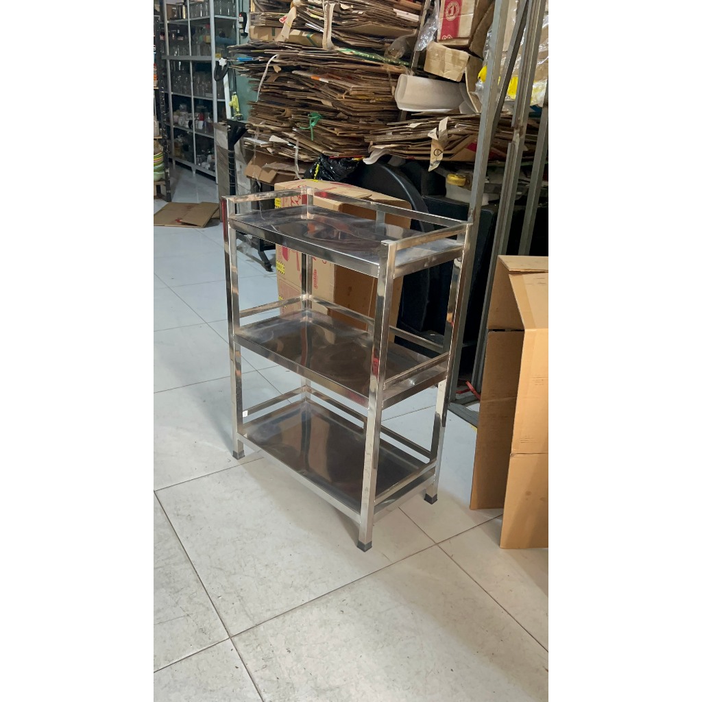 KỆ INOX 3 TẦNG TẤM_ để lò vi sóng bếp ga đa năng