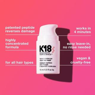 Để phục hồi tóc hư tổn K18 Hair Mask Leave-In Molecular Repair 50ml/150ml