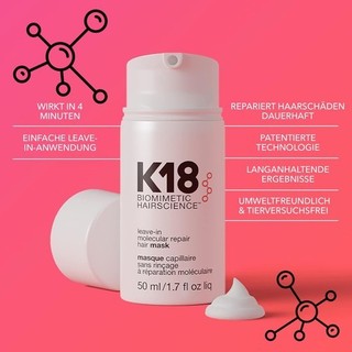 Để phục hồi tóc hư tổn K18 Hair Mask Leave-In Molecular Repair 50ml/150ml