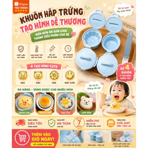 Bộ 4 khuôn hấp bánh làm thạch hấp trứng kèm chổi phết dầu
