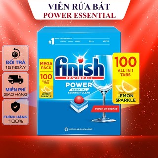 [FINISH] Viên rửa bát Finish Power Essential All in 1 -Hộp 100 viên Hương chanh cho Máy rửa chén bát