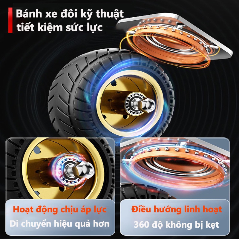 Xe đẩy hàng Xe Đẩy Gấp Gọn Tiện Lợi 4 bánh xe chống ồn siêu bền Tải trọng Lớn 600KG