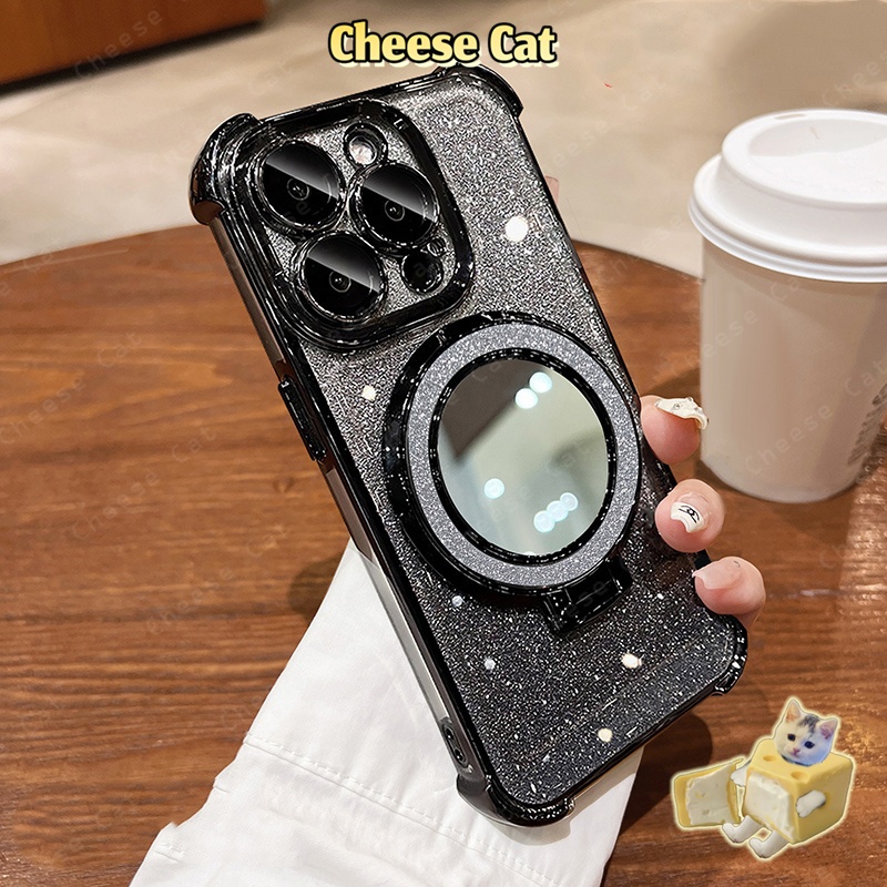 Ốp lưng điện thoại có gương màu xanh lấp lánh,chống rơi vỡ ở các góc cho iPhone 13 14 12 11 15 16 17 Pro Max X 7Plus 16E