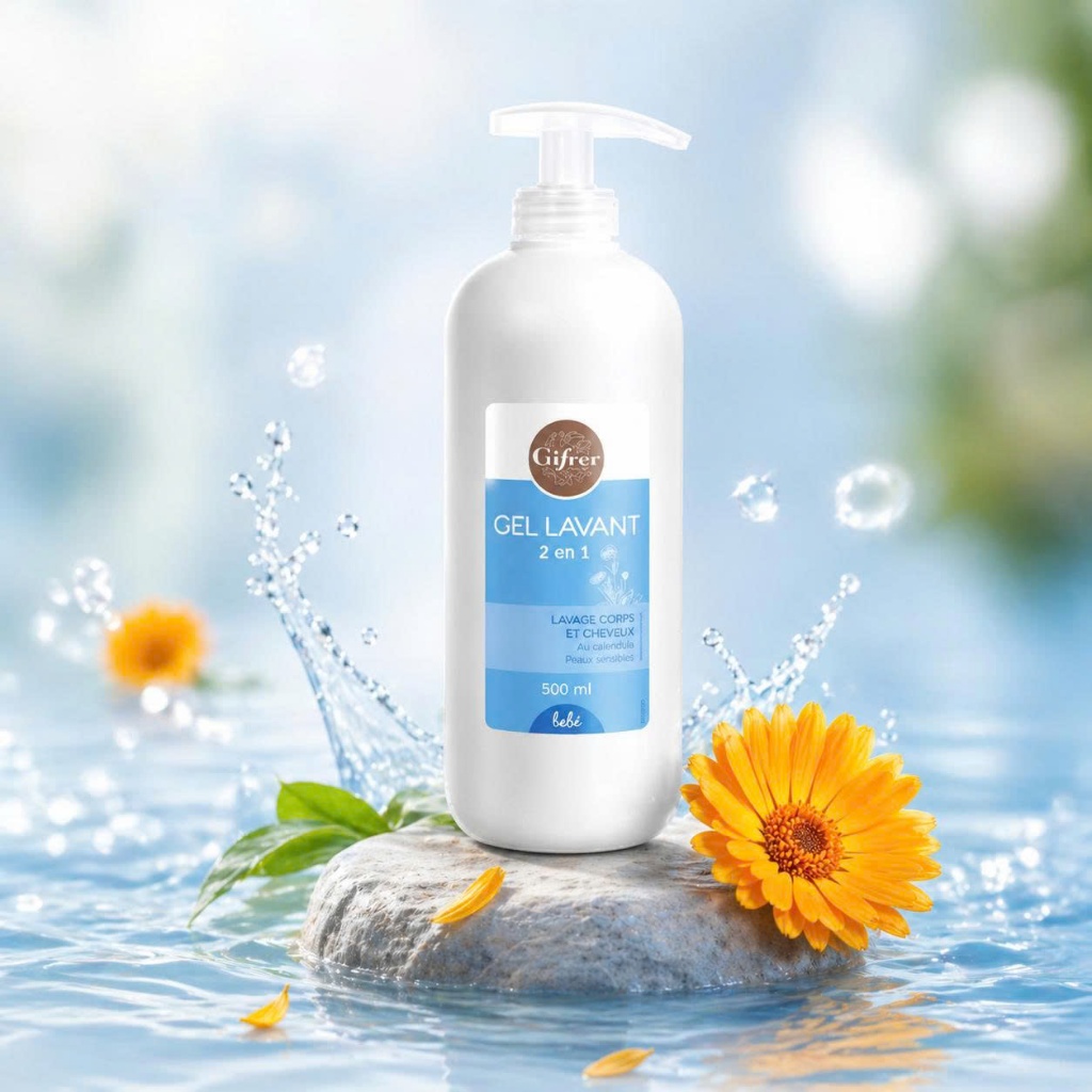 Combo 2 Sữa Tắm Gội Gifrer 500ml Cho Bé 2 Trong 1 Dịu Nhẹ Dưỡng Ẩm Chiết Xuất Cúc Vạn Thọ - Fysoline