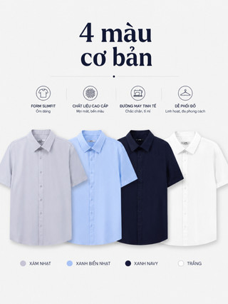 Áo sơ mi nam YODY cộc tay chất lụa nến chống nhăn dáng slim fit MOSS26A012