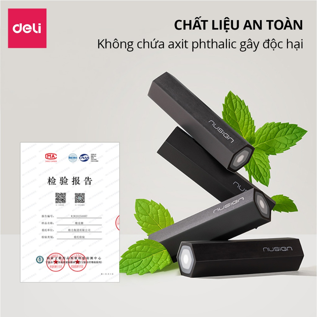 Gôm Tẩy Bút Chì Deli Nusign NS782 Siêu Sạch Ít Bụi Mềm Dẻo Không Rách Giấy Dành Cho Học Sinh Dân Văn Phòng Tiện Lợi