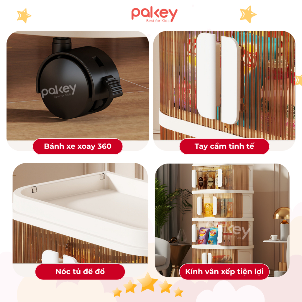 Tủ Nhựa Gấp Gọn 3/4/5/6 TẦNG 2 Cánh Kính Trong, Tủ Nhiều Ngăn Có Bánh Xe 360 Thông Minh, Đựng Đồ Tiện Lơi HC22