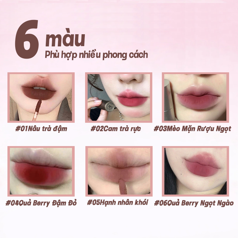 Son lì nhung cao cấp, Mềm mượt như nhung, Không khô môi, Không lộ vân môi, Màu chuẩn, Khóa màu lâu trôi