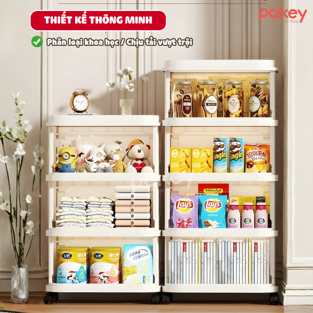 Tủ Nhựa Gấp Gọn 3/4/5/6 TẦNG 2 Cánh Kính Trong, Tủ Nhiều Ngăn Có Bánh Xe 360 Thông Minh, Đựng Đồ Tiện Lơi HC22