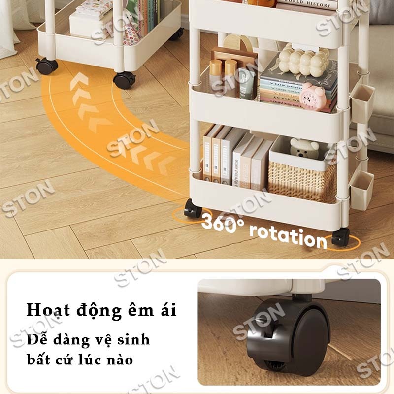 STON Xe Đẩy Sức Chứa Lớn Kệ Đựng Có Bánh Xe Xe Đẩy Spa Phòng Bếp, Phòng Tắm Có Lỗ Thoát Nước