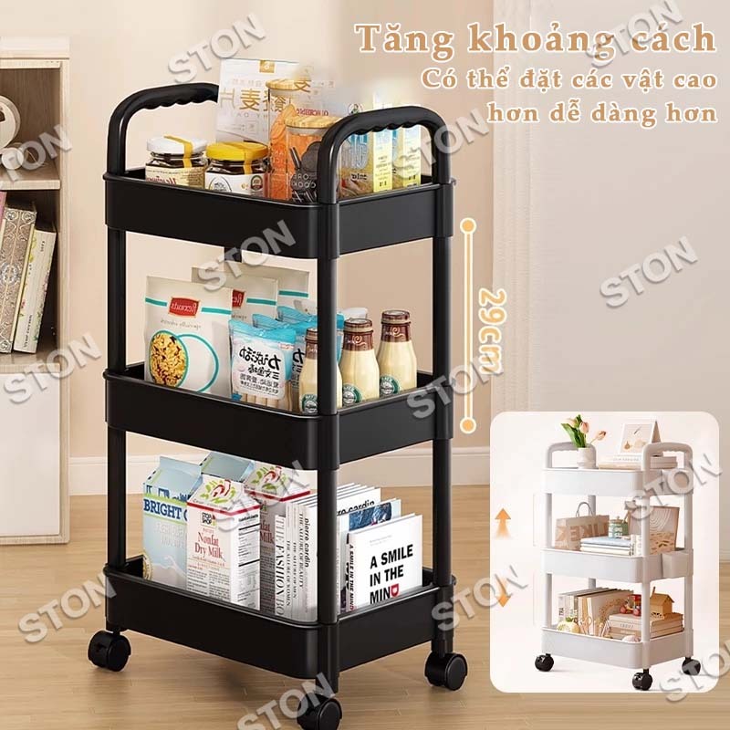 STON Xe Đẩy Sức Chứa Lớn Kệ Đựng Có Bánh Xe Xe Đẩy Spa Phòng Bếp, Phòng Tắm Có Lỗ Thoát Nước