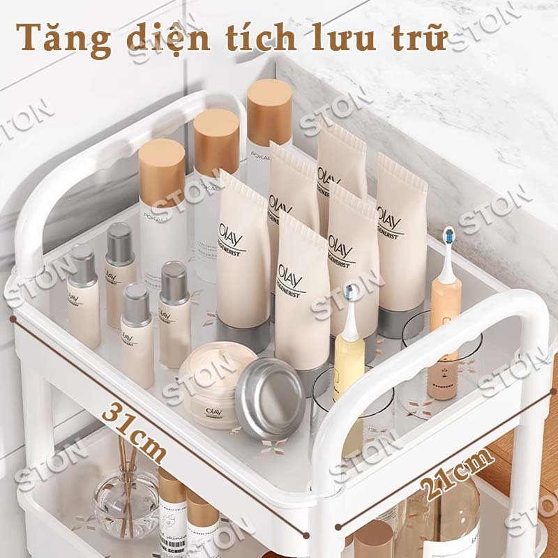 STON Xe Đẩy Sức Chứa Lớn Kệ Đựng Có Bánh Xe Xe Đẩy Spa Phòng Bếp, Phòng Tắm Có Lỗ Thoát Nước