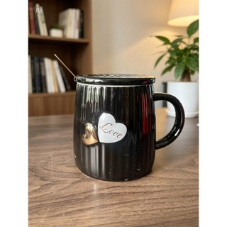 Ly Sứ uống cà phê để bàn, 4 màu, khả năng chịu nhiệt tốt, tay cầm chắc chắn, có hộp và muỗng A401-1