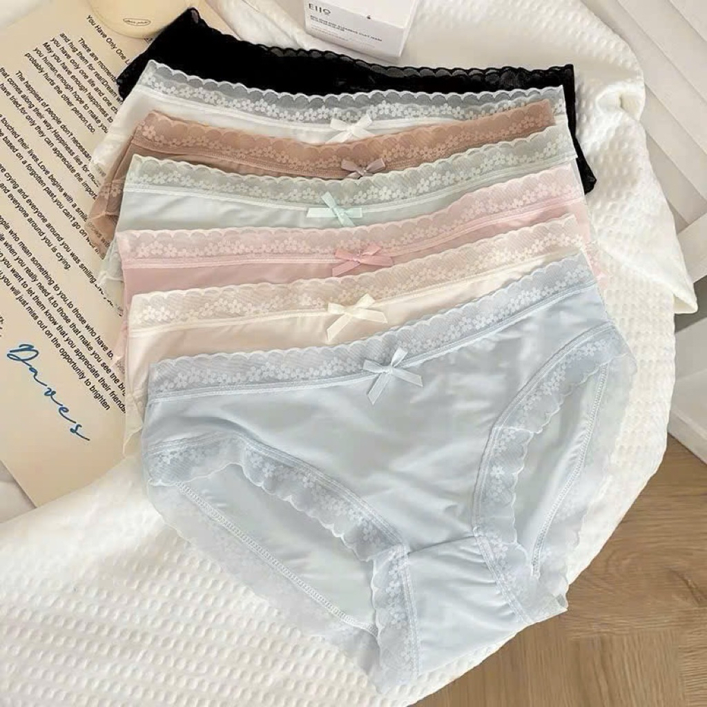 Sét 5 hoặc 10 quần lót su lụa ren tơ hoa nhí mềm mại co giãn tốt
