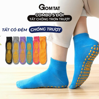Combo 5 đôi tất có đệm cao su chống té ngã GOMTAT, vớ chống trơn cho bé và mẹ bầu êm chân - JZ-2504