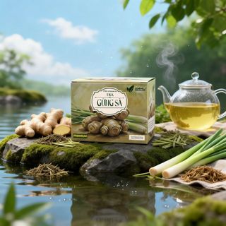 Trà Gừng Sả túi lọc AMMU giúp giữ ấm cơ thể ngừa cảm cúm Hộp 20 Túi Lọc