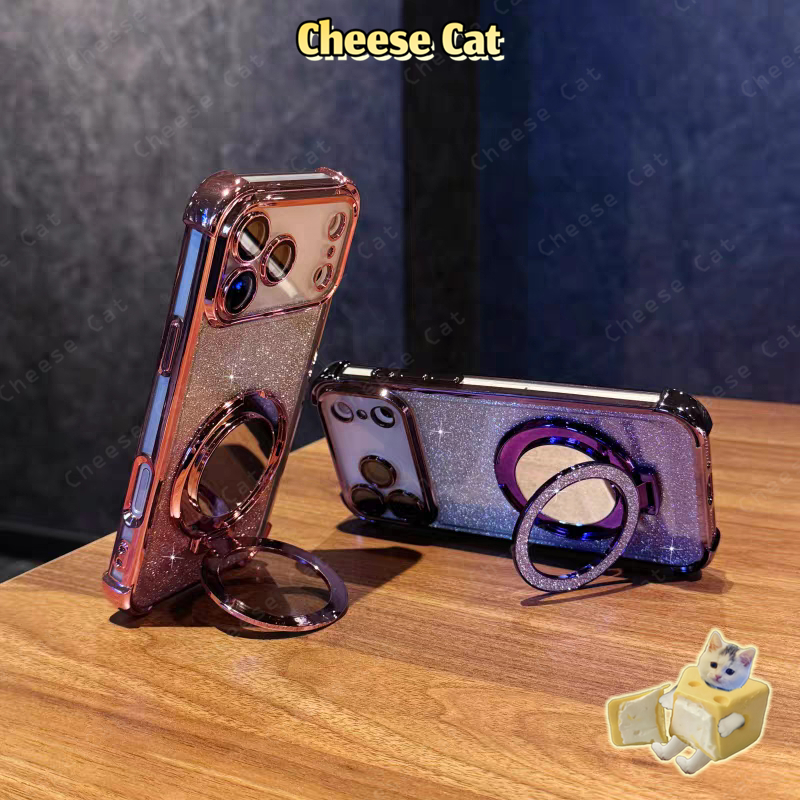 Ốp lưng điện thoại có gương màu xanh lấp lánh,chống rơi vỡ ở các góc cho iPhone 13 14 12 11 15 16 17 Pro Max X 7Plus 16E