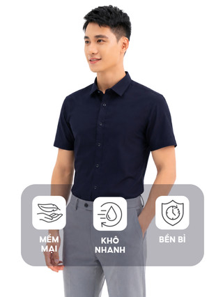 Áo sơ mi nam YODY cộc tay chất lụa nến chống nhăn dáng slim fit MOSS26A012