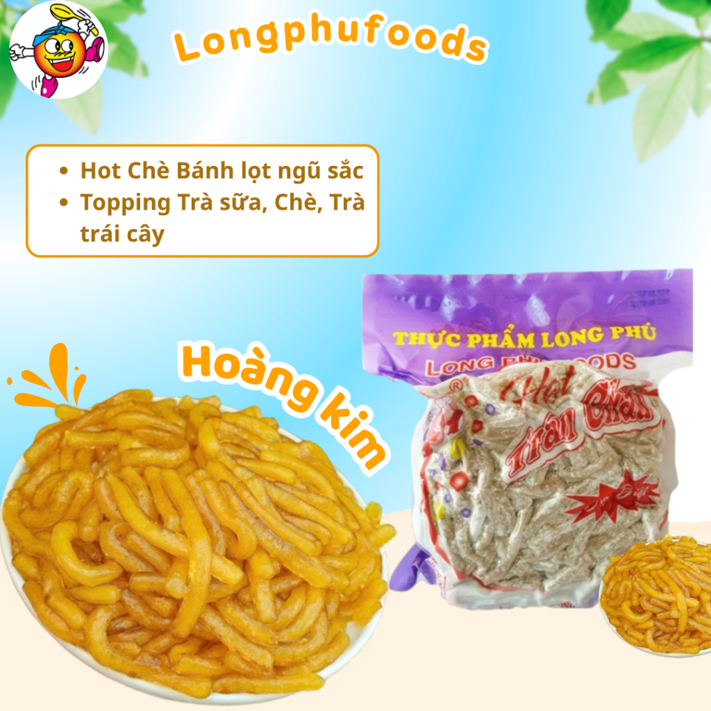 Trân Châu Sợi Hoàng Kim Long Phú gói 1kg - Topping Trà Sữa