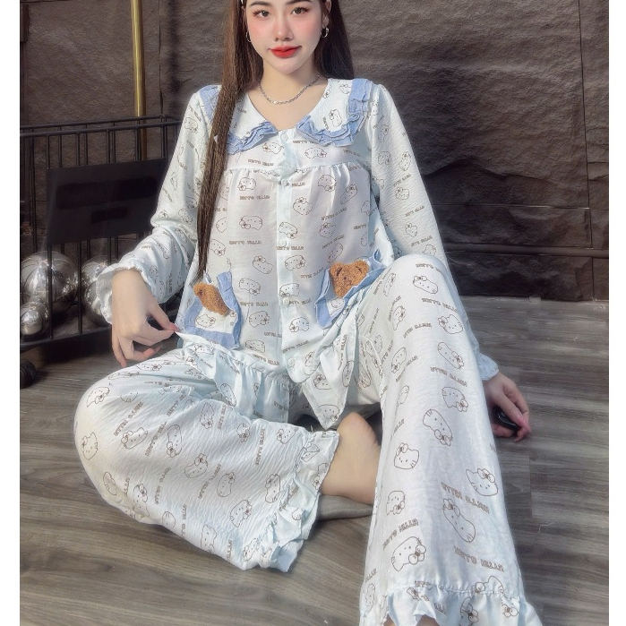 Đồ bộ nữ,đồ ngủ nữ dễ thương,set bộ tole hai da loại 1 tay dài nhiều họa tiết dễ thương,mịn mát[500]