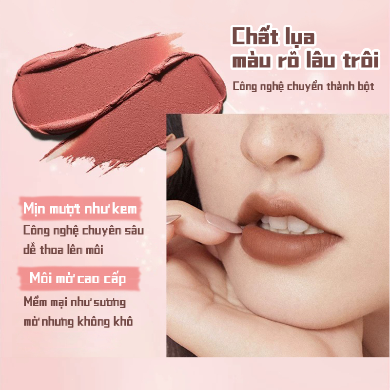 Son Môi Màu Lì HERORANGE, Son kem đất sét, đường viền môi nhòe, dễ tán, lên màu cao, không khô môi