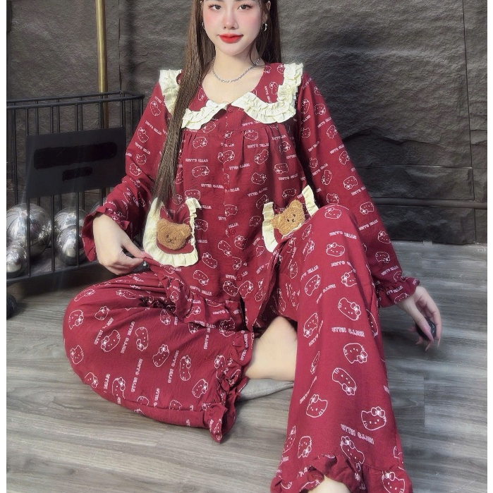 Đồ bộ nữ,đồ ngủ nữ dễ thương,set bộ tole hai da loại 1 tay dài nhiều họa tiết dễ thương,mịn mát[500]
