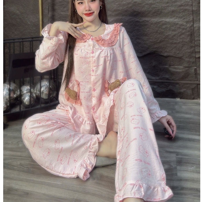 Đồ bộ nữ,đồ ngủ nữ dễ thương,set bộ tole hai da loại 1 tay dài nhiều họa tiết dễ thương,mịn mát[500]