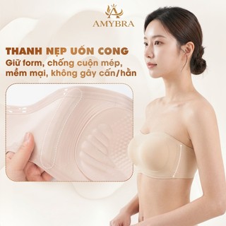 Áo Ngực Quây Ngang Nâng Ngực Viền Silicone Chống Tuột, Áo Lót Không Dây Hở Lưng Quyến Rũ AMYBRA AG86
