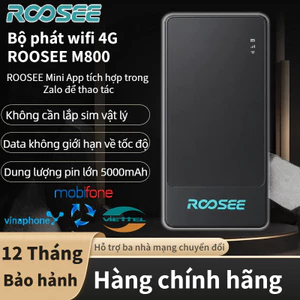 Bộ phát wifi 4G ROOSEE M800 -không cần lắp sim, ba mạng chuyển đổi, chỉ dày 9mm,thích hợp ROOSEE mini app,5000mAh