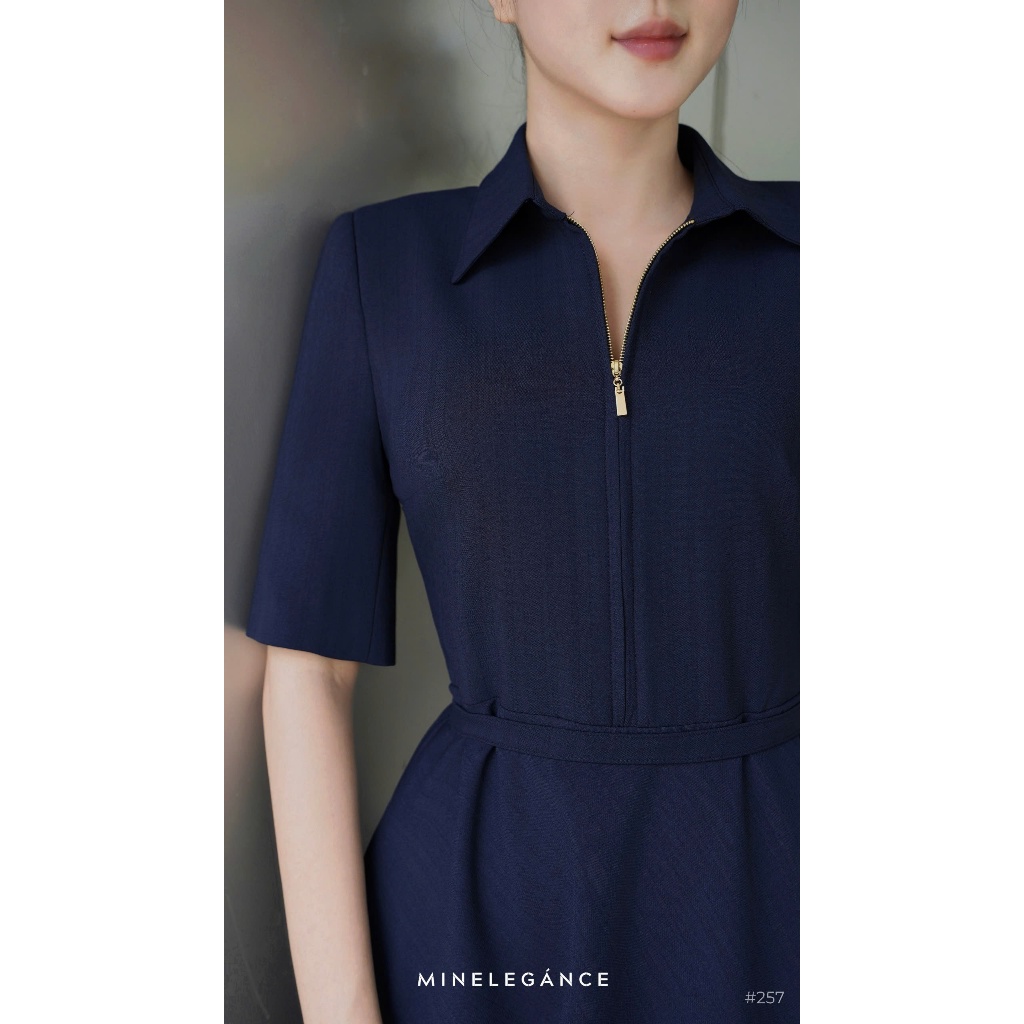 MINELEGÁNCE | VÁY XÒE CỔ ĐỨC DÁNG DÀI THANH LỊCH, CÔNG SỞ - MIN257