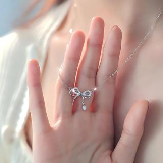 Dây Chuyền Nữ Sang Trọng Nhẹ Nhàng - Họa Tiết Nơ Bướm Duyên Dáng Đính Đá Lấp Lánh