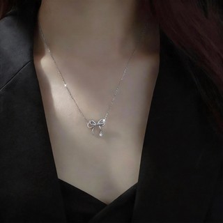 Dây Chuyền Nữ Sang Trọng Nhẹ Nhàng - Họa Tiết Nơ Bướm Duyên Dáng Đính Đá Lấp Lánh