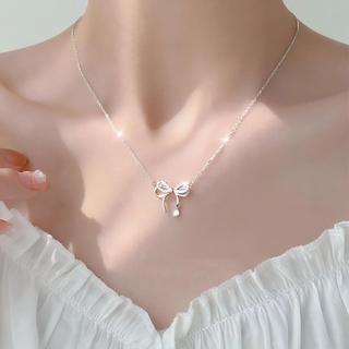 Dây Chuyền Nữ Sang Trọng Nhẹ Nhàng - Họa Tiết Nơ Bướm Duyên Dáng Đính Đá Lấp Lánh